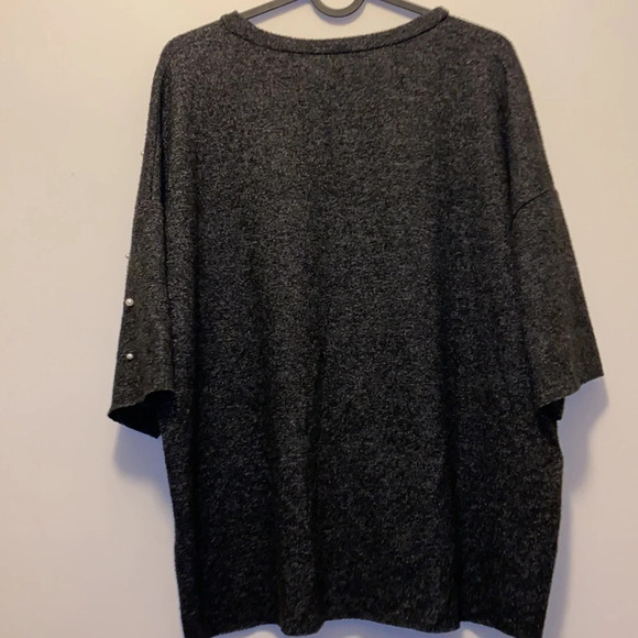 Zara charcoal grey pearl knit  sweater M - Picture 3 of 10